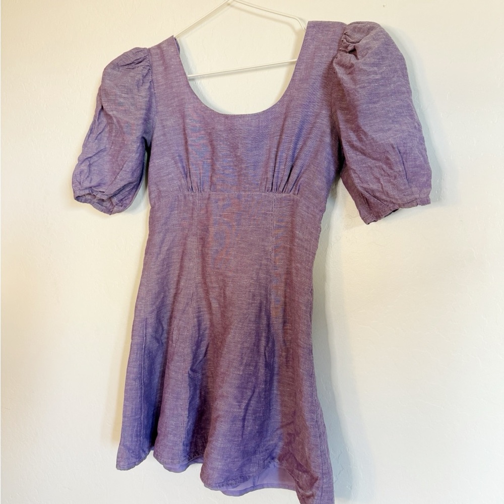 Collision ASOS Purple puff sleeve dress